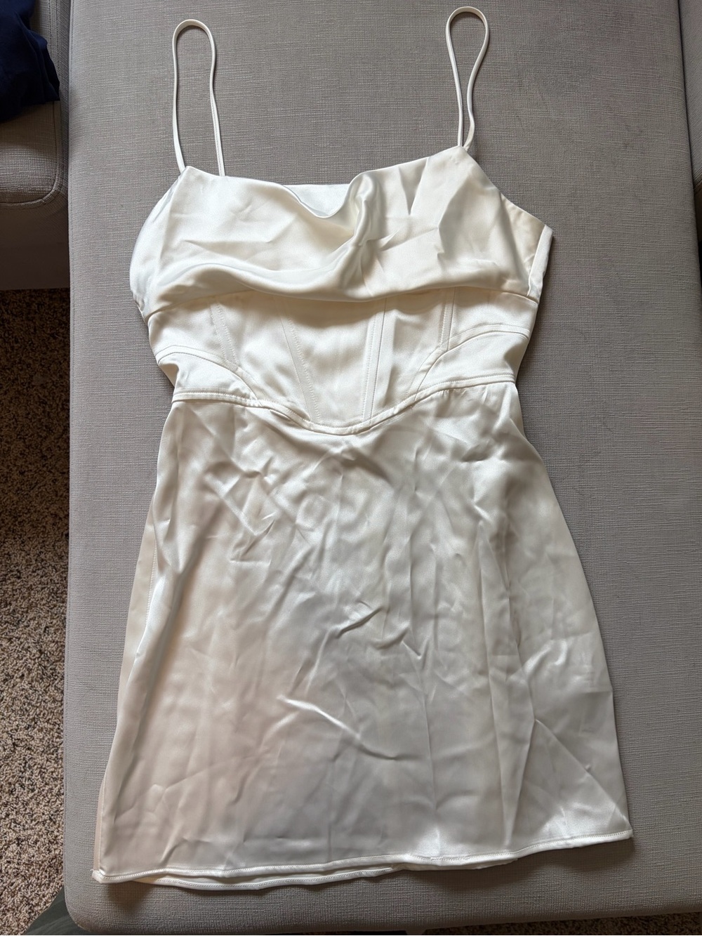 Zara Ivory Satin Slip Mini Dress - Picture 2 of 5